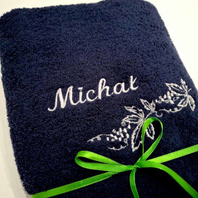 granatowy ręcznik z imieniem Michał